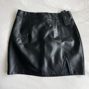 Lulus Black Vegan Leather Mini Skirt